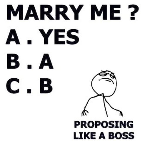 Marry Me A. Yes B. A C. B Proposing Like A Boss Funny Love Memes For Her