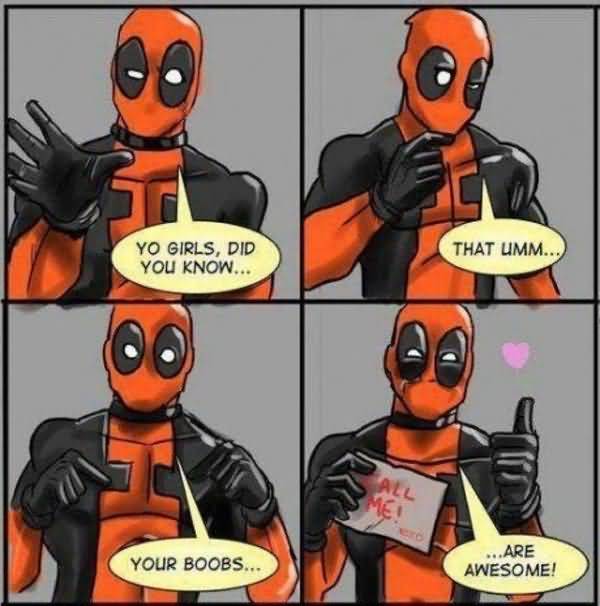 Funny Deadpool Meme Boobies Image