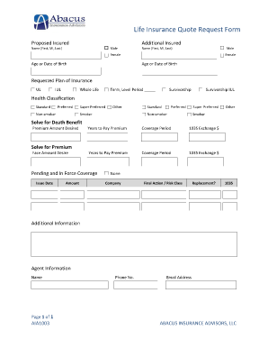 Life Insurance Quote Form 18