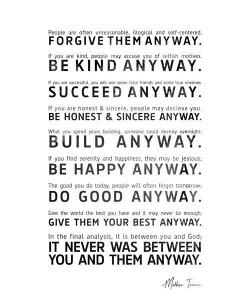 Mother Teresa Quote Love Them Anyway 14