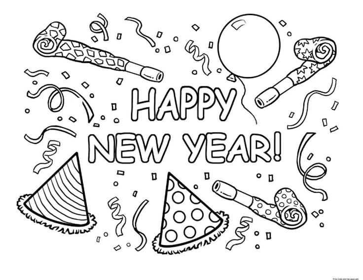 20 New Year 2018 Coloring Pages Template Designs