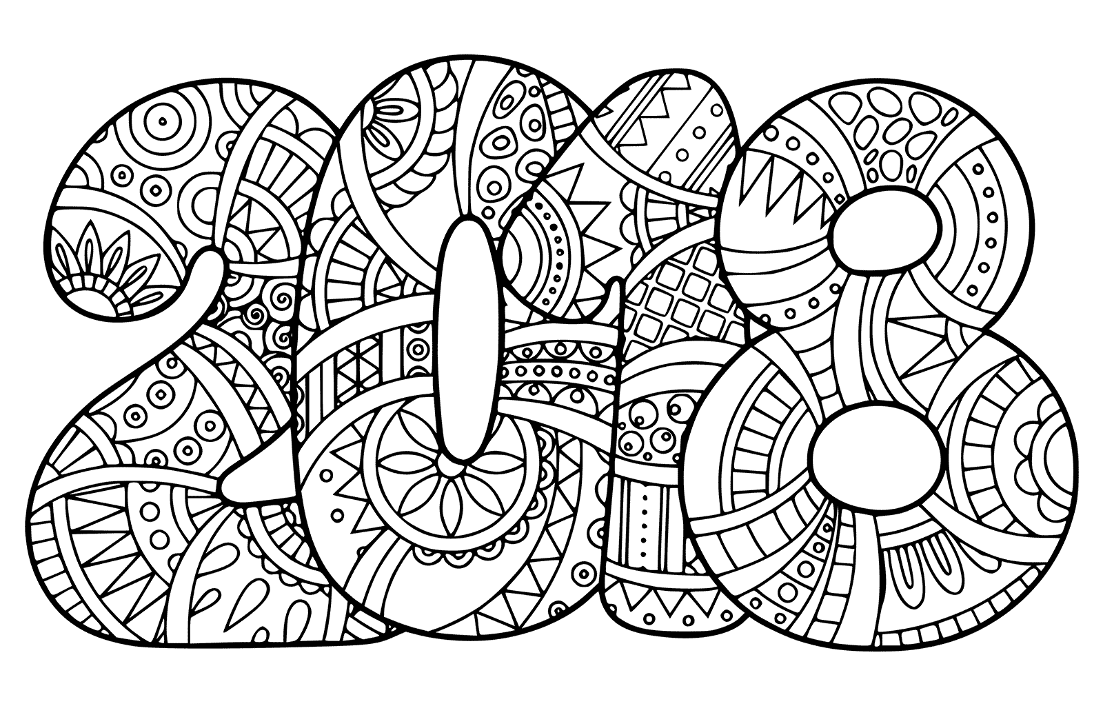 New Year 2018 Coloring Pages Template Image Picture Photo Wallpaper 02