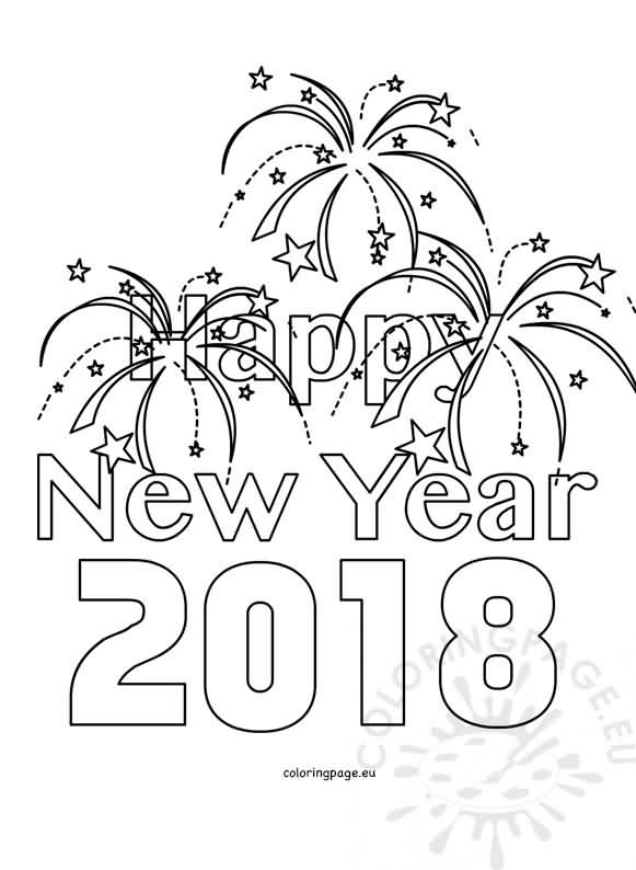 New Year 2018 Coloring Pages Template Image Picture Photo Wallpaper 04