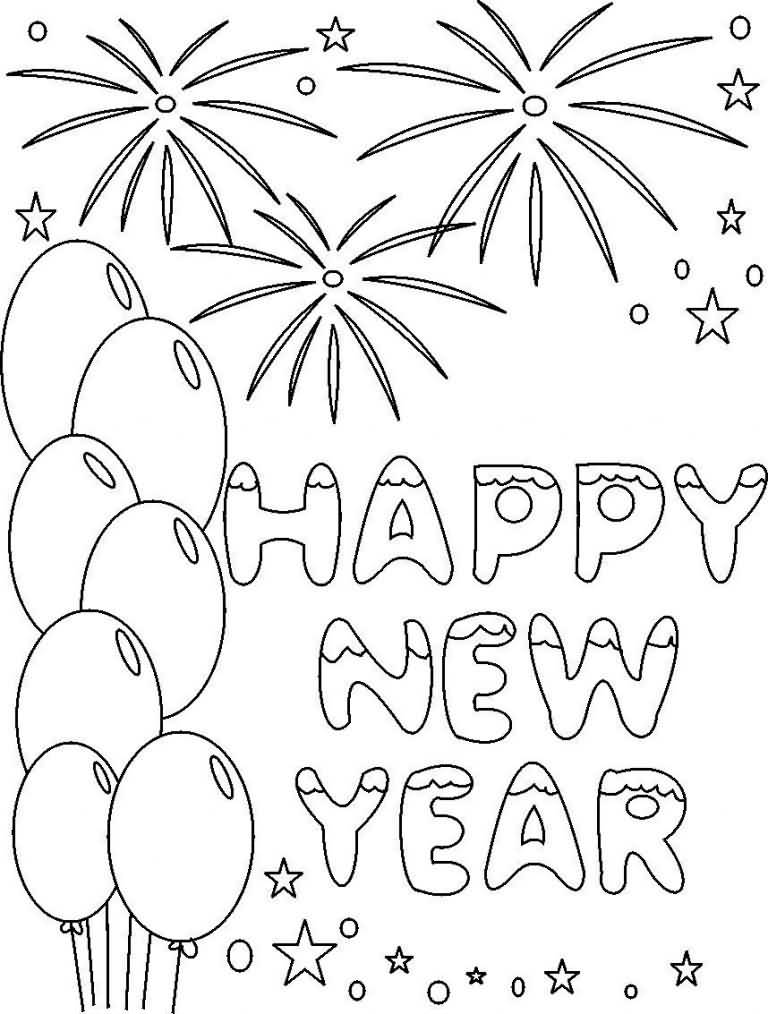 New Year 2018 Coloring Pages Template Image Picture Photo Wallpaper 05