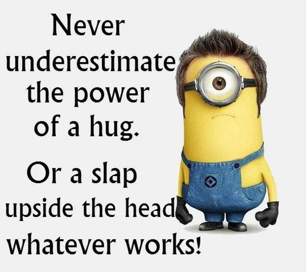 Hilarious minion hug meme image