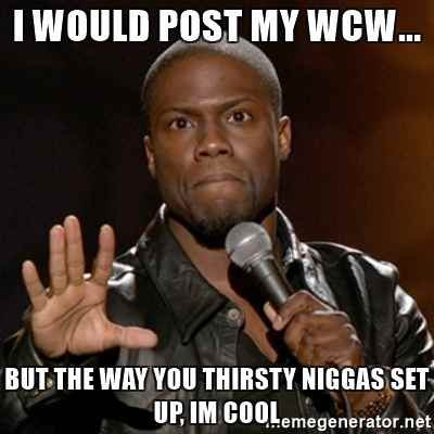 I Would Post My WCW..But The Way You Thirsty Niggas Set Up Im Cool