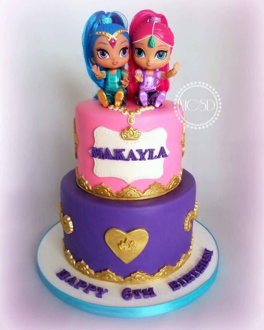 Shimmer and Shine Birthday Cake Image Photo Party 07