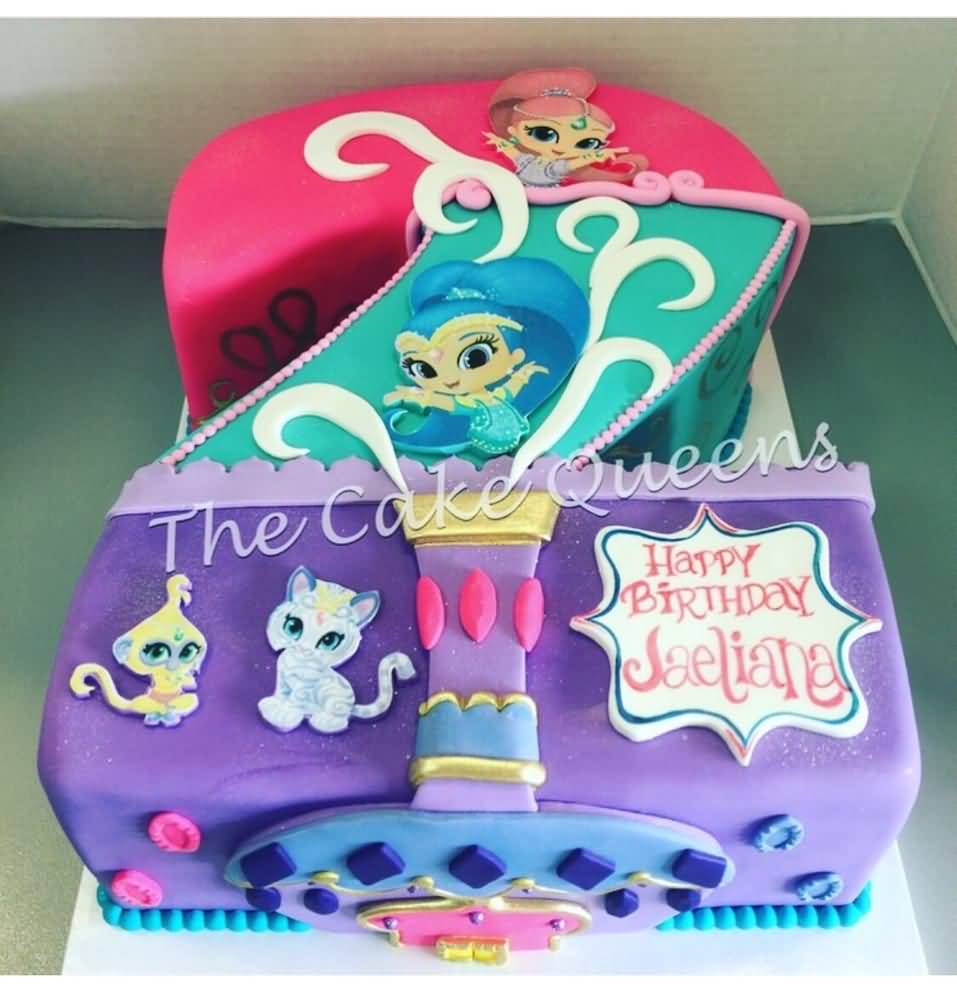 Shimmer and Shine Birthday Cake Image Photo Party 15