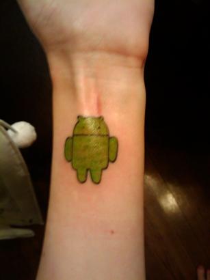Coolest Android Green Ink Small Tattoo Design Made On Men Arm Or Wrist