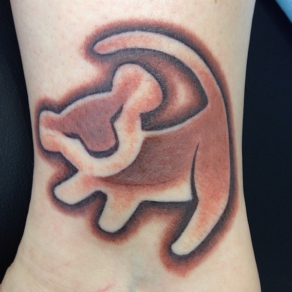 Coolest Small Simba Lion Animated Tattoo On Women Ankle or Leg