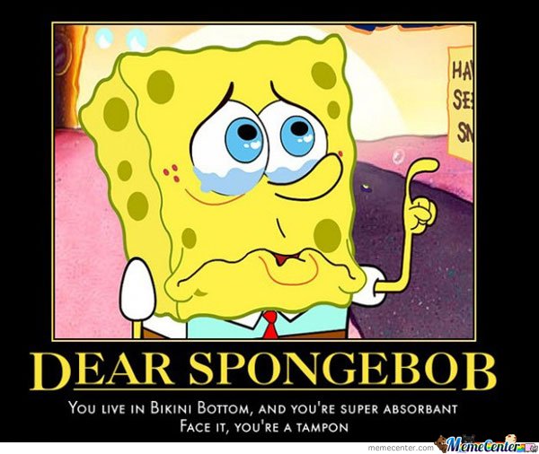 Dear spongebob you live in bikini bottom and you're super absorbant face it Funny Spongebob Memes Images