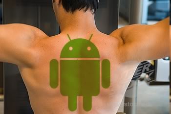 Fantastic Green Ink Android Tattoo Design For Men Back Body