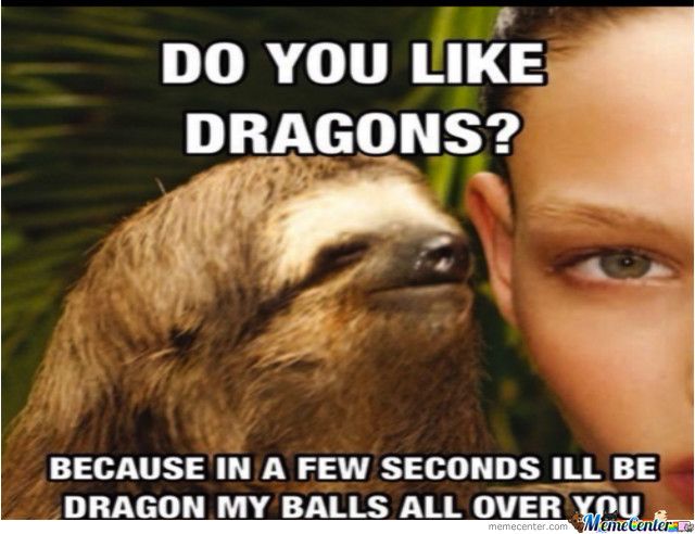 Funny Sloth Wisper Memes Do you like dragons because in a few seconds ill be dragon
