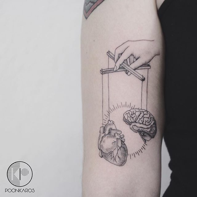 Heart And Mind Controled By Another Bipolar Tattoo Image