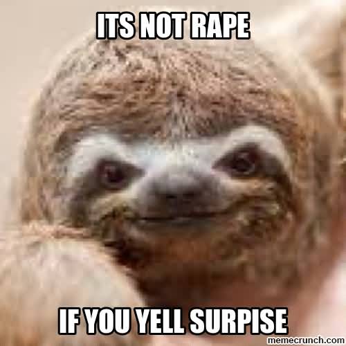 It's not rape if you yell surpise Funny Sloth Rape Memes Pictures
