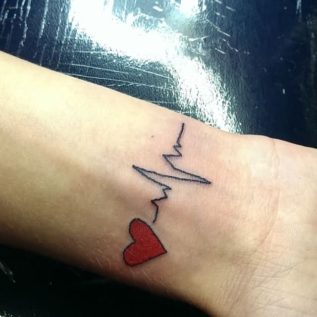 Most Amazing Heartbeat Love EKG Tattoo Design Idea For Women Wrist