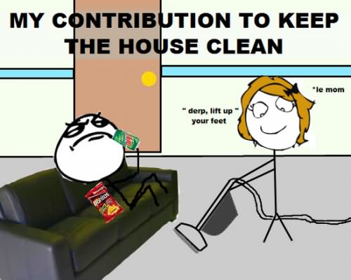 My Contribution To Keep The House Clean Funny Lazy Memes