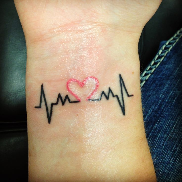 Outstanding Red and Black Ink Heartbeat Tattoo Design On Men Wrist