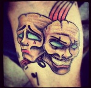 Sad and Happy Mask Tattoo For Bipolar