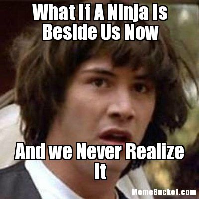 What If A Ninja Is Beside Us Now Funny Ninja Memes Graphic