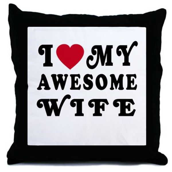 Funny I Love My Awesome Wife Throw Pillow Picture.