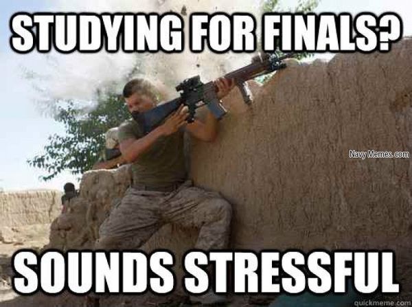 Funny studying for finals meme photo