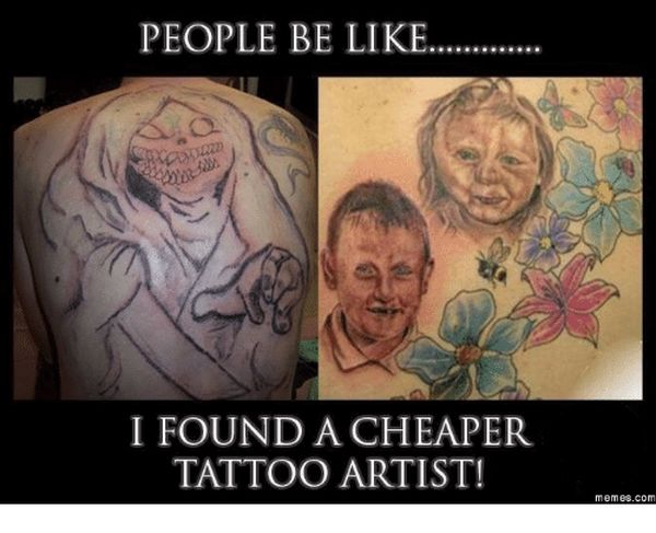 Hilarious tattoo artist meme photo
