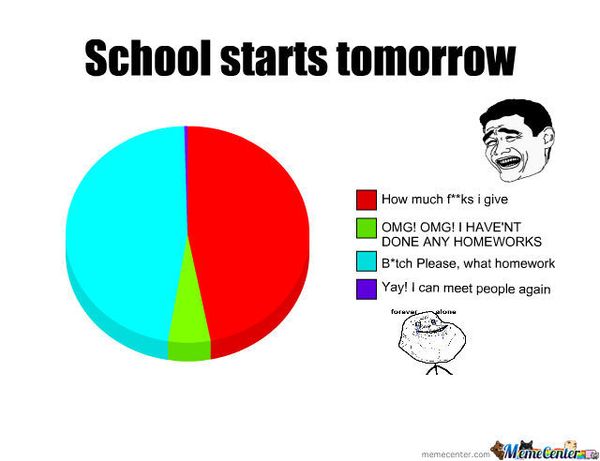Funniest school starts tomorrow meme image