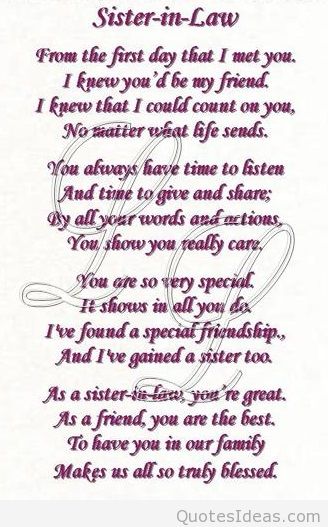 Quotes For Sister In Law Meme Image 12