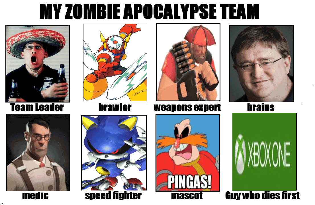 Zombie Apocalypse Team Meme Funny Joke 02