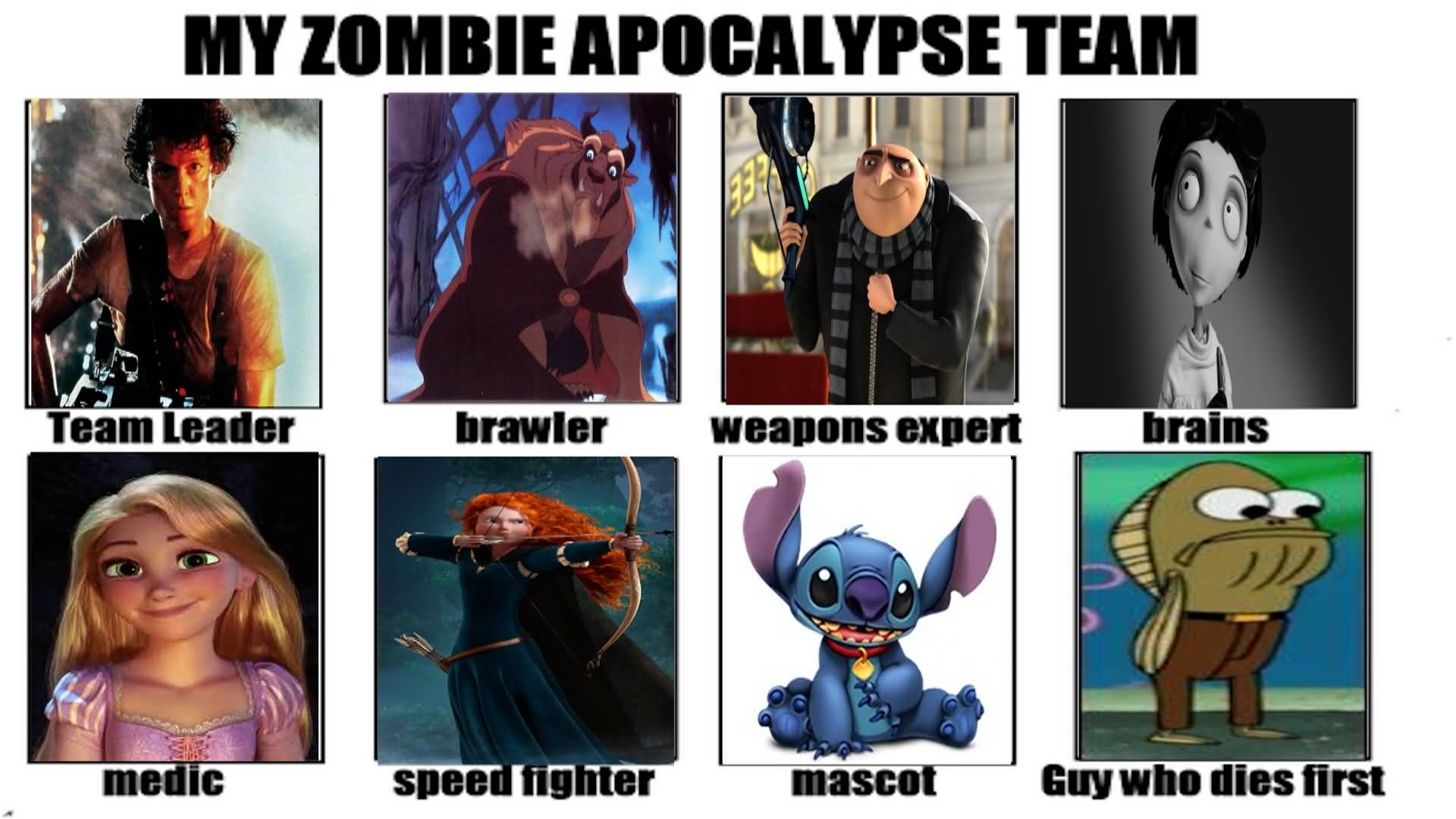 Zombie Apocalypse Team Meme Funny Joke 03