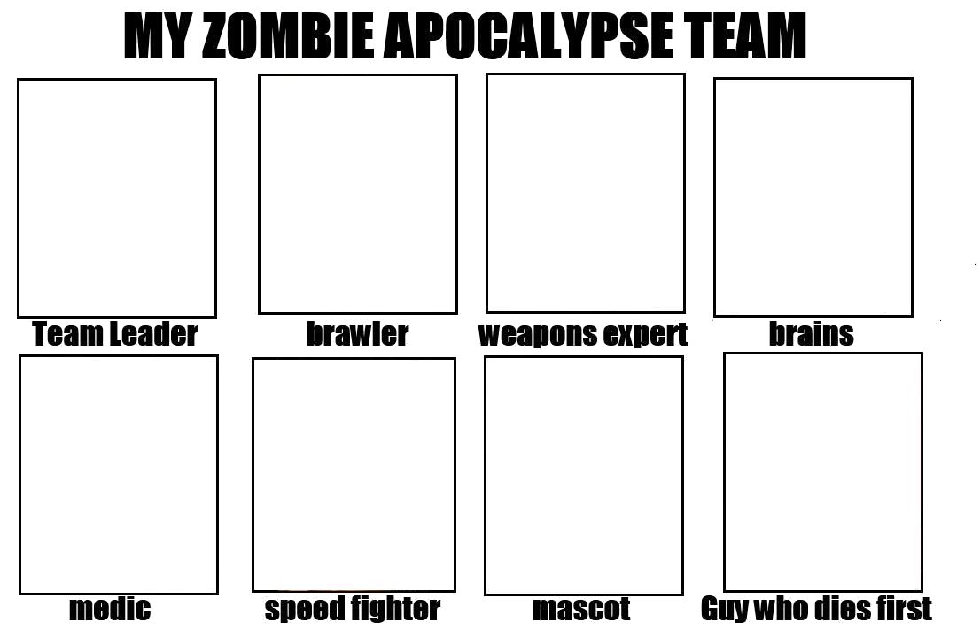 Zombie Apocalypse Team Meme Funny Joke 09