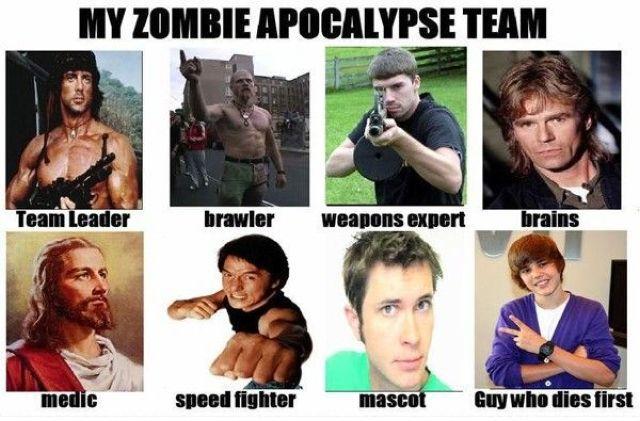 Zombie Apocalypse Team Meme Funny Joke 11