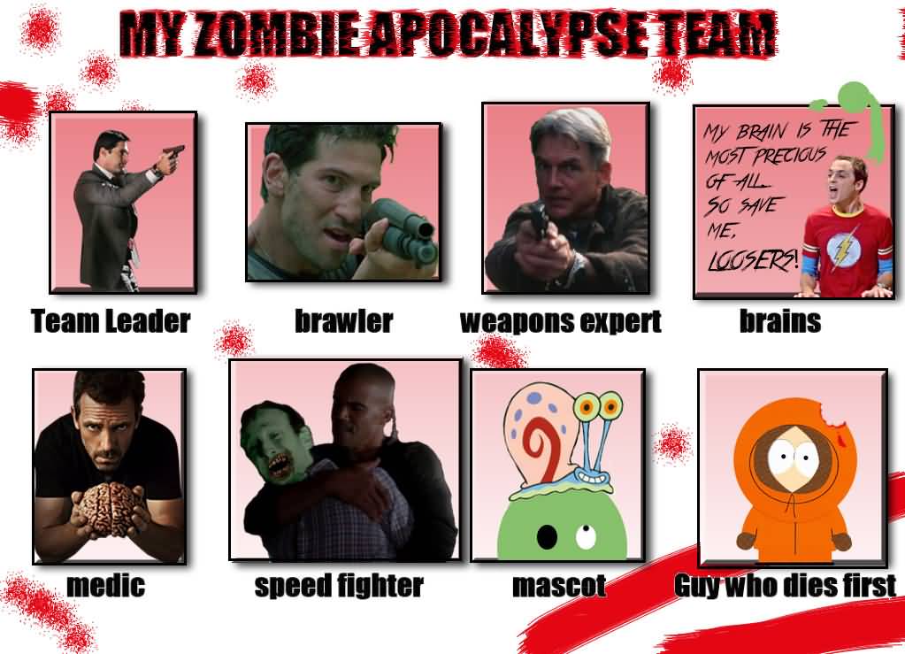 Zombie Apocalypse Team Meme Funny Joke 15