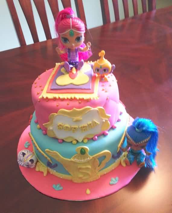 Shimmer and Shine Birthday Cake Image Photo Party 13