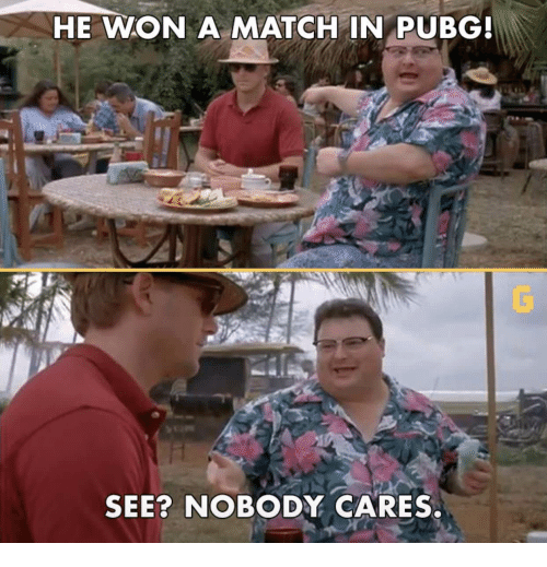 He Won A Match In PubG See Nobody Cares PUBG Meme