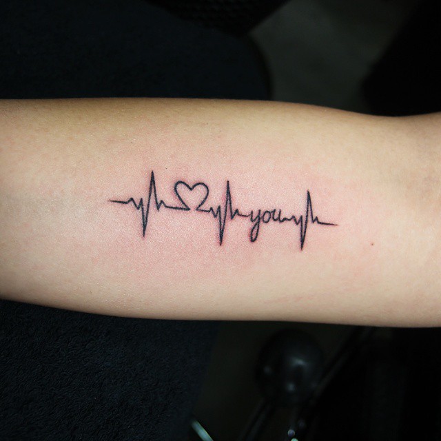 Amazing Heartbeat I Love You Tattoo On Men Arm