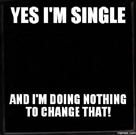 Funny Single Meme Yes i'm single and i'm doing nothing to change that!
