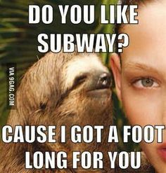 Funny Sloth Rape Memes Do you like subway cause i got a foot long for you Pictures