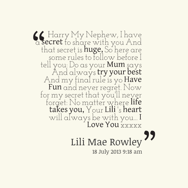 Harry May Nephew I Have I Love My Nephew Quotes And Sayings