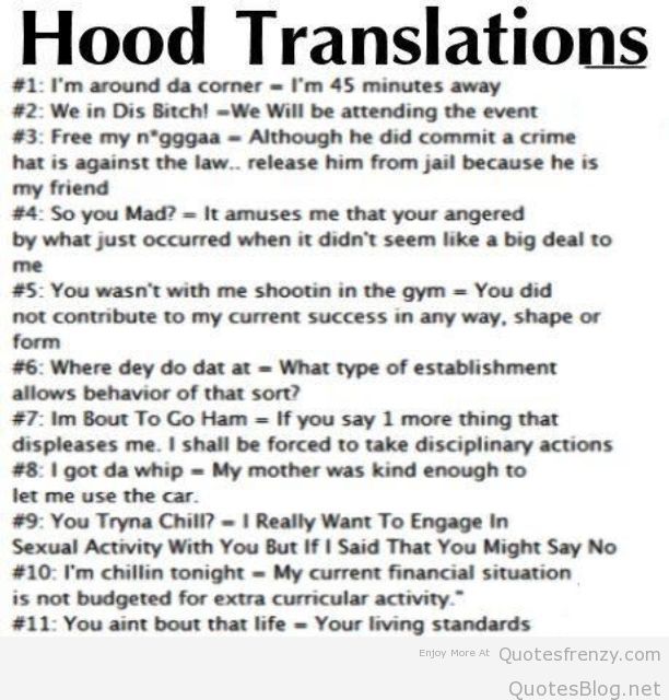 Hood Translations #1 I'm Around Hood Quotes And Sayings
