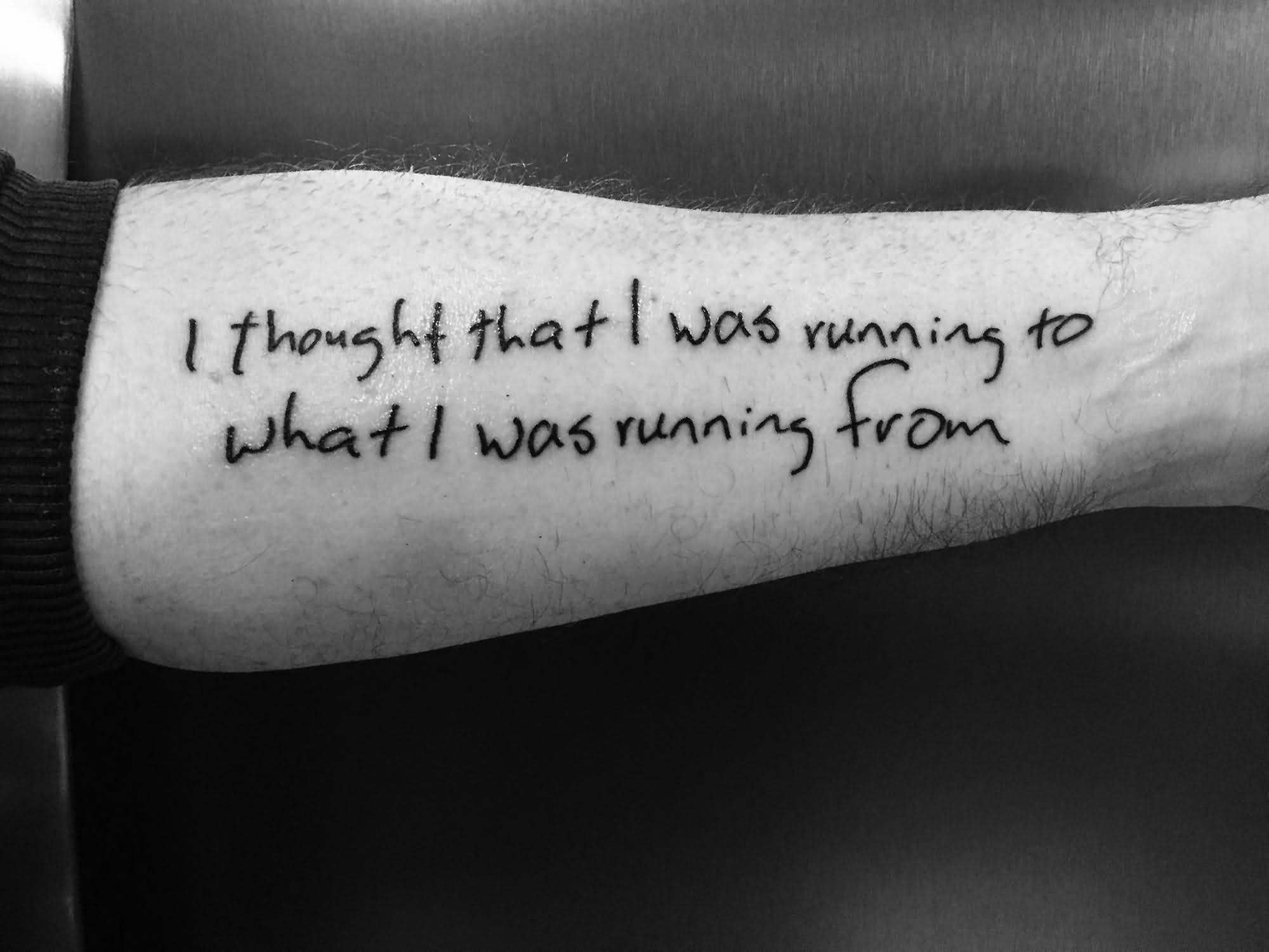 Inspiring Depression Tattoo Quote On Arm For Men