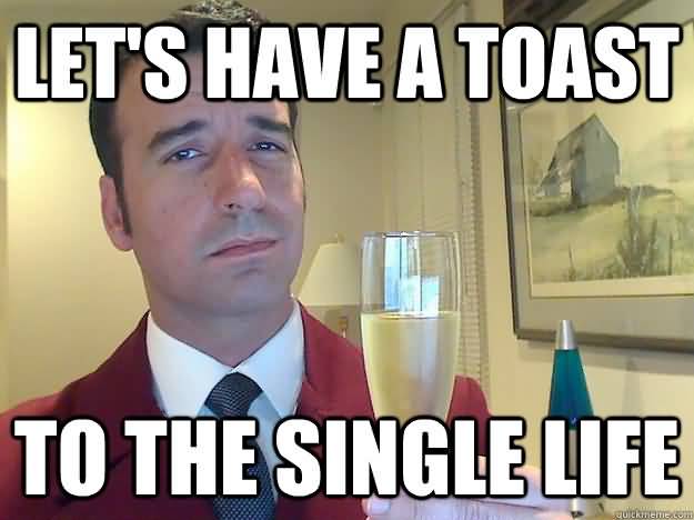 Let's have a toast to the single life Funny Single Meme