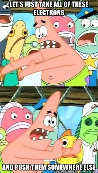 Let's just take all of these electrons and push them somewhere else Funny Patrick Meme