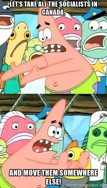 Let's take all the socialists in canada, and move them somewhere else! Funny Patrick Meme