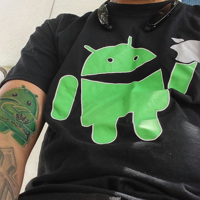 Most Amazing Android Cartoon Tattoo Design On Men Sleeve