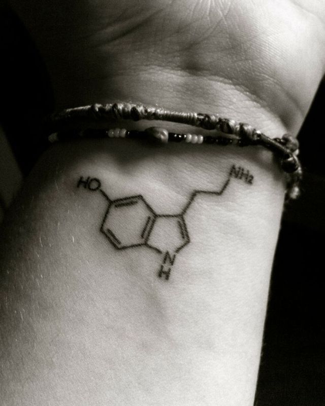 Nice Chemical Depression Tattoo Design Made On Wrist