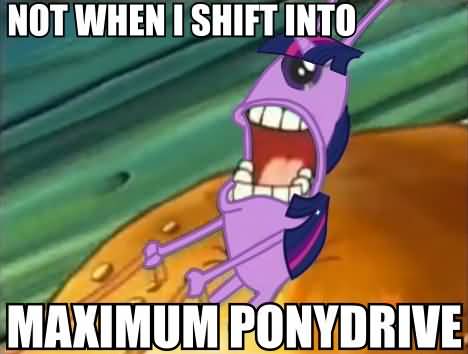 Not when i shift into maximum ponydrive Funny Spongebob Memes Photos