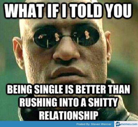 What if i told you being single is better than rushing into Funny Single Memes