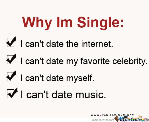 Why i'm single i can't date the internet Funny Single Memes